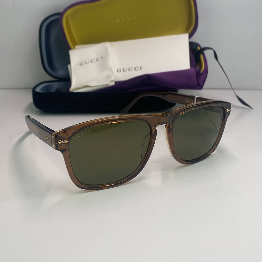 New Authentic Gucci Green Rectangular Men's Sunglasses GG0911S 003 58
